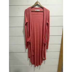 Free People FP Beach Bonita Ribbed Cardigan Dress Cover-Up Pink/Coral Medium M